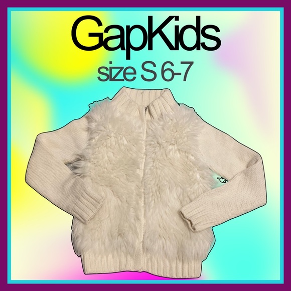GAP KIDS cute classy white furry sweater type COAT size S (6-7) - Picture 1 of 1